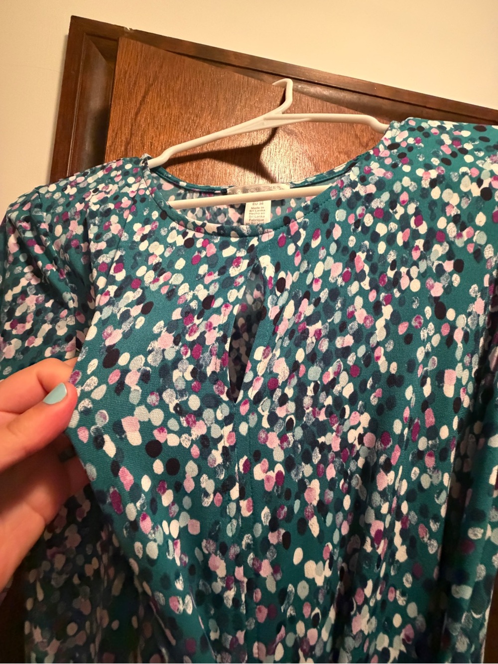 Dot Pattern Maxi Dress with Tie Front - Picture 2 of 9